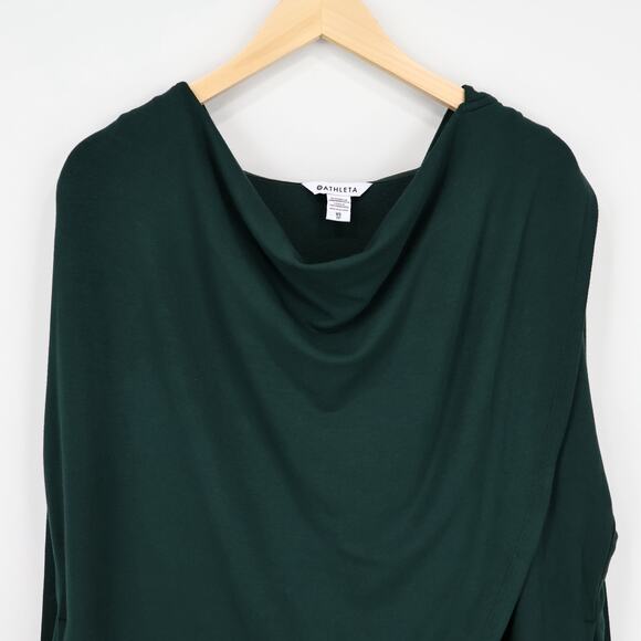 NWT Athleta Puruna Wrap Oversized Drapey Sweatshirt Dark Forest Green Size XS - Picture 6 of 11